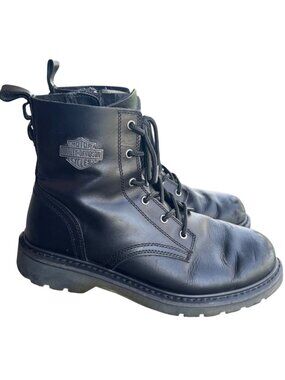Harley-Davidson Black Leather Lace-Up Boots Mens Sz 10M Durable Motorcycle Style